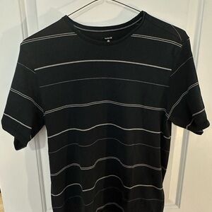 Hurley Black Tee with Thin White Stripes